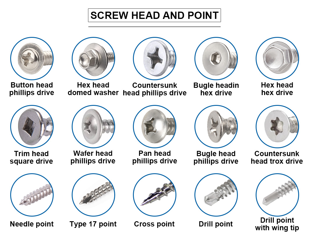 screw head and point
