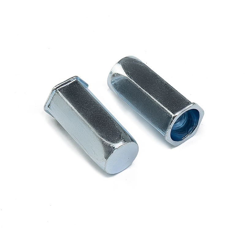 Carbon Steel Blue Yellow Zinc Plate Flat Head Knurled Body Hex Gound Closed End Rivet Nut