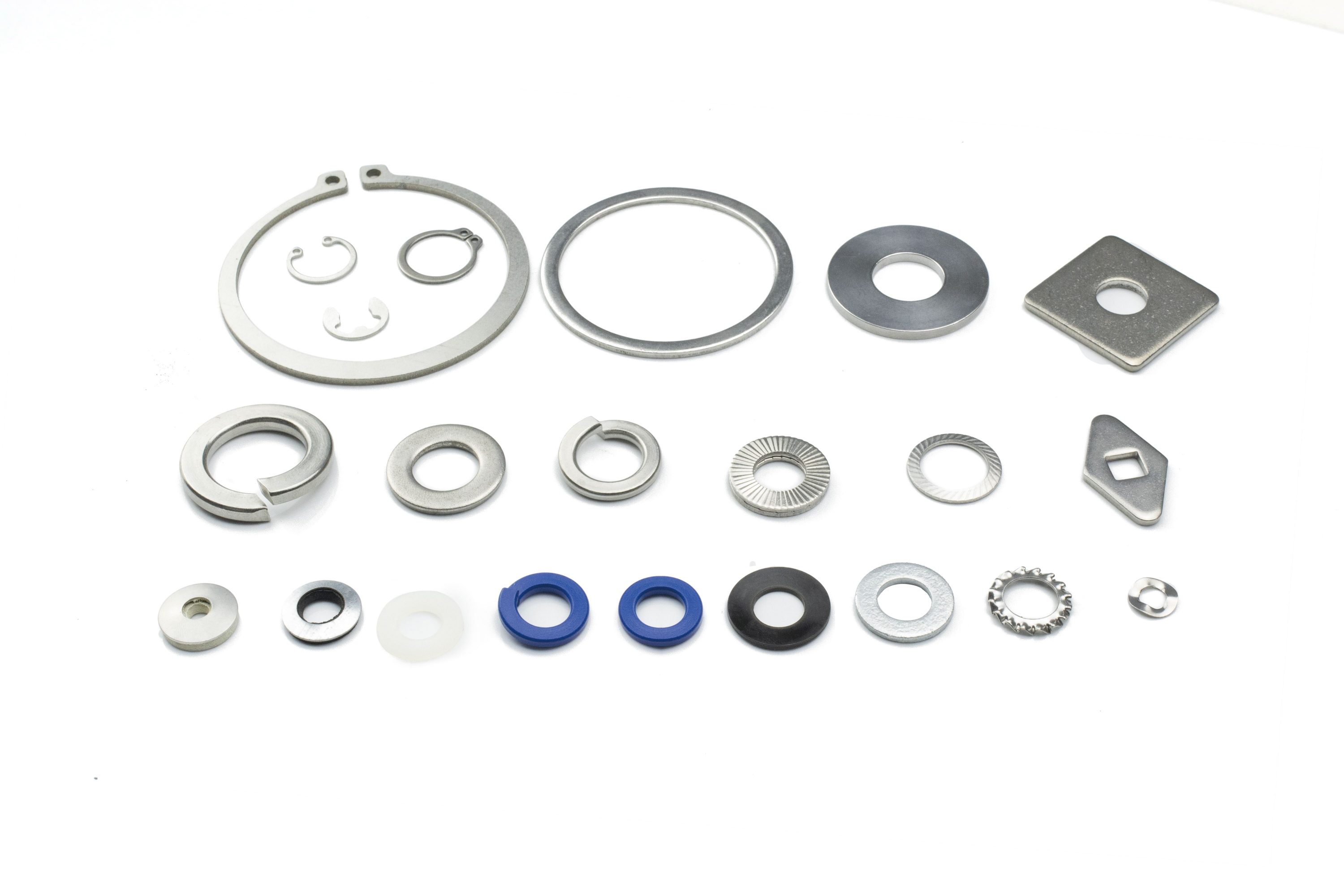 Various types and sizes of gaskets of different materials
