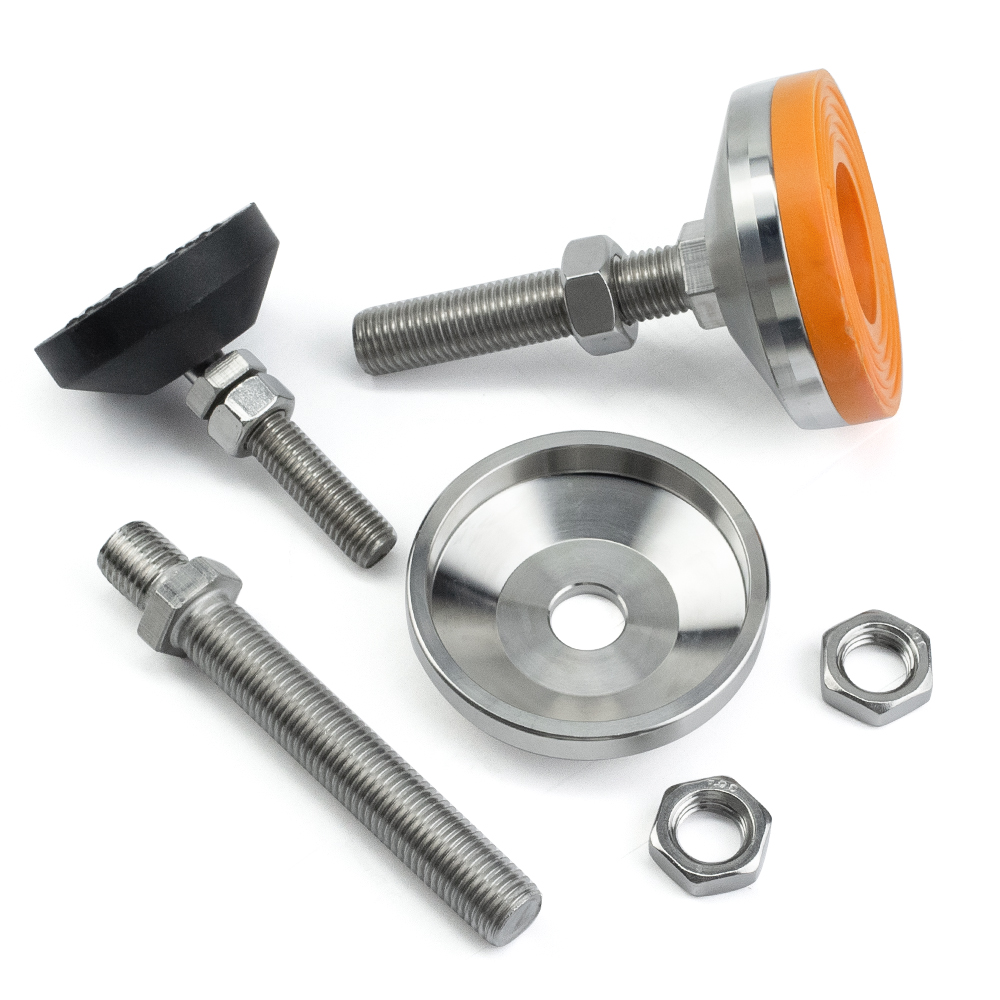 304 Stainless Steel Leveling Feet Universal Swivel Adjustable Foot D80 M12 Anti Slip Pad Machine Medical Warehouse