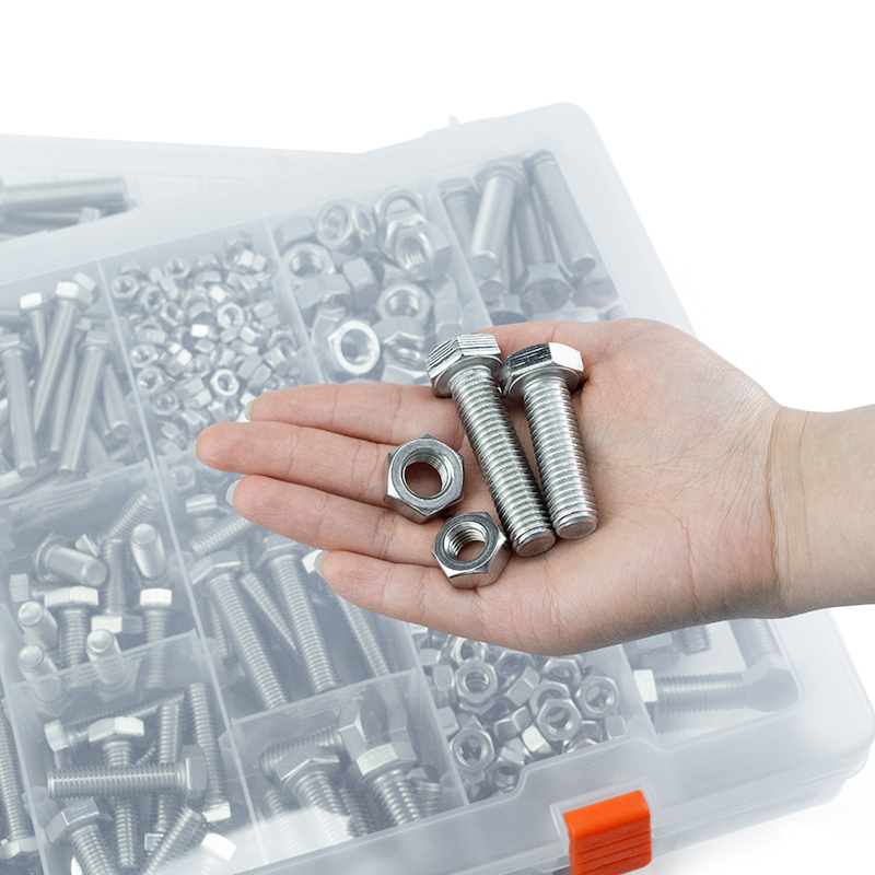 304 Stainless Steel Hex Bolts Nuts Washers Assortment Kit, Multi Size Hexagonal Screws Fasteners Set for DIY Repair Machinery