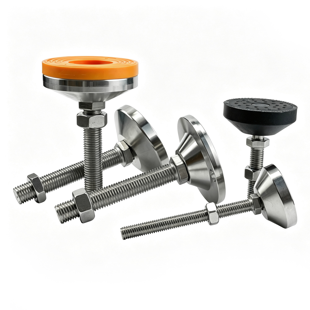 304 Stainless Steel Leveling Feet Universal Swivel Adjustable Foot D80 M12 Anti Slip Pad Machine Medical Warehouse