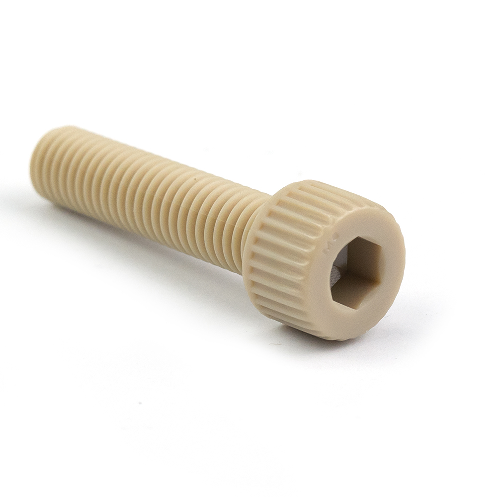 PEEK Screws Nuts Washers Set, High Temperature Resistant Insulating Polyetheretherketone Fasteners, Anti-Corrosion Plastic Bolts for Semiconductor Medical Equipment