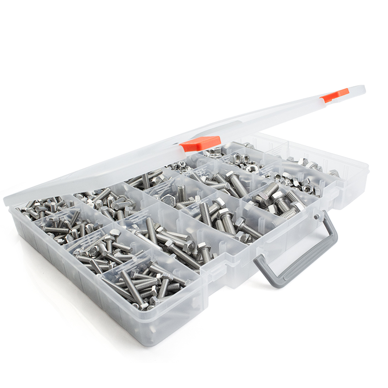 304 Stainless Steel Hex Bolts Nuts Washers Assortment Kit, Multi Size Hexagonal Screws Fasteners Set for DIY Repair Machinery